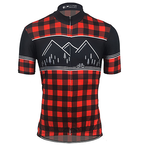 

21Grams Men's Short Sleeve Cycling Jersey Black / Red Bike Jersey Top Mountain Bike MTB Road Bike Cycling UV Resistant Breathable Quick Dry Sports Clothing Apparel / Stretchy / Reflective Strips