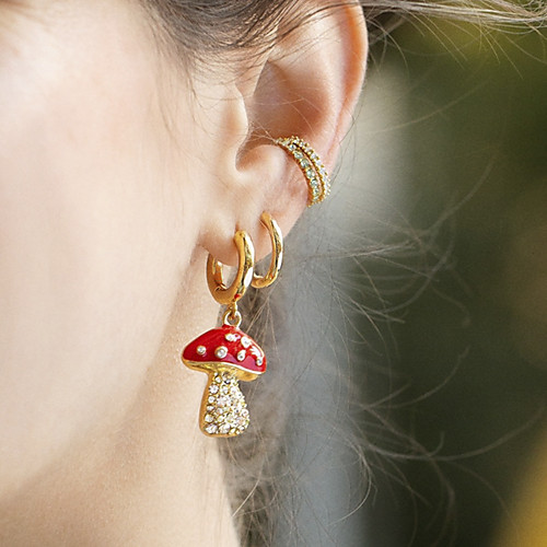 

Women's White Diamond Drop Earrings Retro Mushroom Stylish Simple Natural Earrings Jewelry Golden For Christmas Party Gift Daily Prom 1 Pair