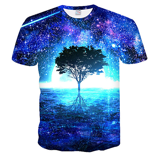 

Men's Daily Weekend Basic T-shirt - Color Block / 3D Blue