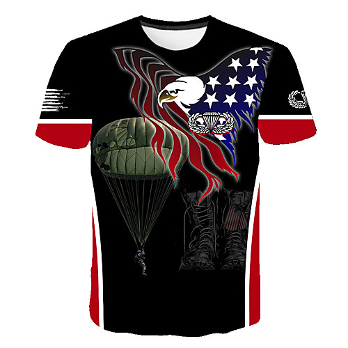 

Men's Daily Going out Basic T-shirt - 3D / Animal Print Black