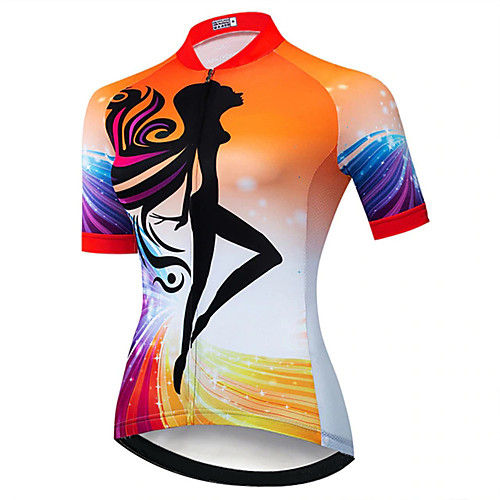 

21Grams Women's Short Sleeve Cycling Jersey 100% Polyester Black / Orange Cartoon Bike Jersey Top Mountain Bike MTB Road Bike Cycling UV Resistant Breathable Quick Dry Sports Clothing Apparel