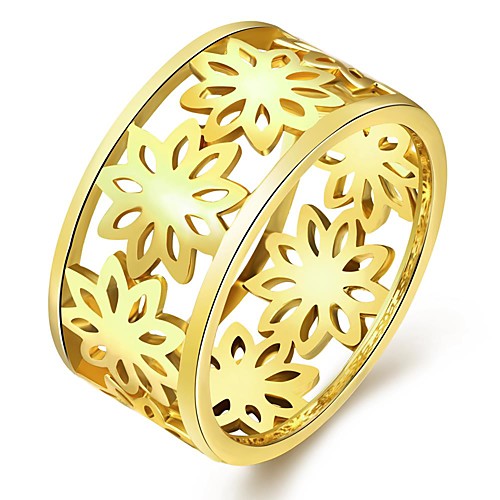 

Women's Ring Promise Ring Cubic Zirconia 1 Piece Gold Silver Gold Plated Silver-Plated Petal Wedding Party Jewelry Hollow Out
