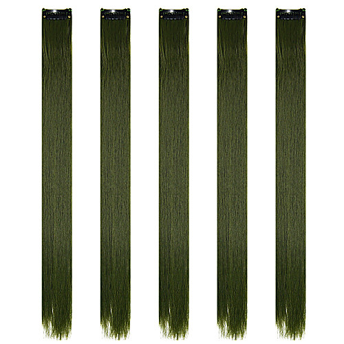 

Neitsi Extension Straight Synthetic Hair 20 inch Hair Extension Clip In Green 10pcs Party Women Synthetic Female Wedding Party Halloween