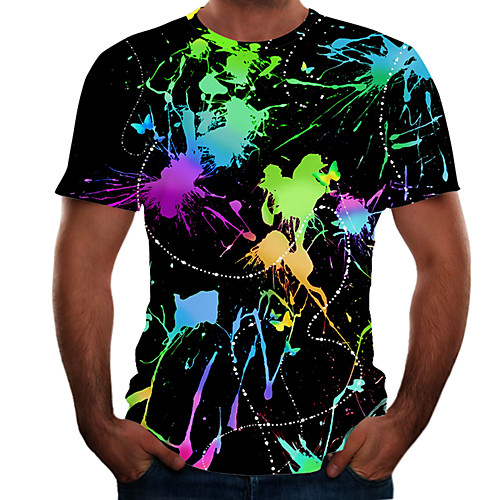 

Men's Daily Weekend Basic T-shirt - Color Block / 3D Black