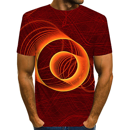 

Men's Daily Weekend T-shirt - Geometric / 3D / Abstract Print Red
