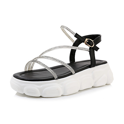 

Women's Sandals Creepers Open Toe PU Casual / Preppy Spring & Summer Black / White