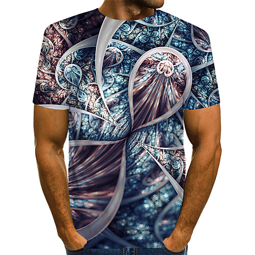 

Men's Daily Weekend T-shirt - Geometric / 3D / Abstract Print Blue