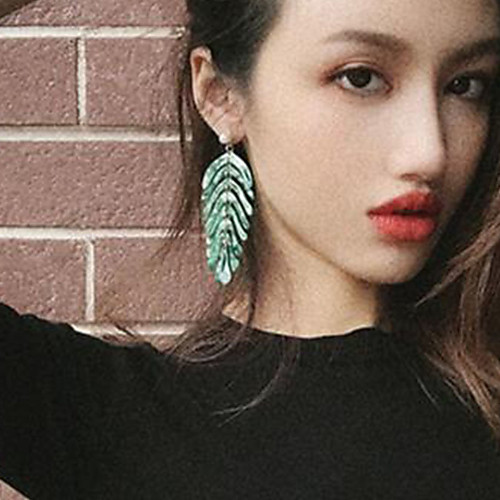 

Women's Drop Earrings Long Leaf Tropical Colorful Earrings Jewelry White / Green For Wedding Engagement Daily Club Festival 1 Pair