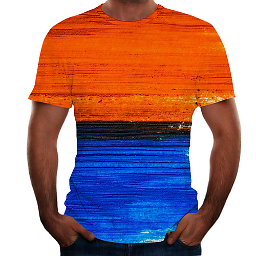

Men's Daily Weekend Basic T-shirt - Color Block / 3D Red