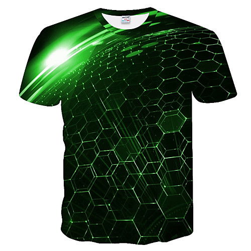 

Men's Daily Weekend Basic T-shirt - Color Block / 3D Green