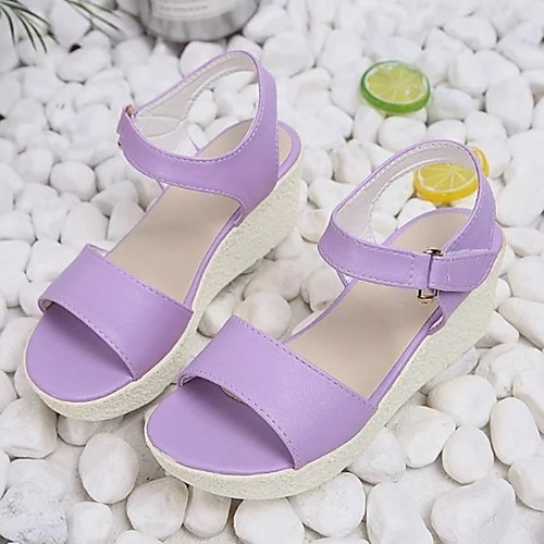 

Women's Sandals Wedge Heel Peep Toe PU Spring & Summer Purple / Blue / Pink