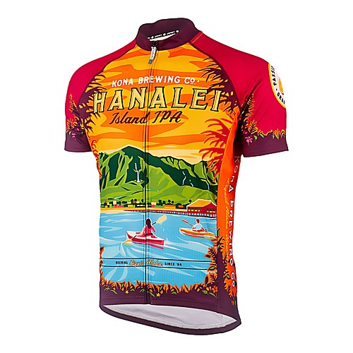 

21Grams Men's Short Sleeve Cycling Jersey Winter 100% Polyester Red / Yellow Bike Jersey Top Mountain Bike MTB Road Bike Cycling UV Resistant Breathable Quick Dry Sports Clothing Apparel / Stretchy