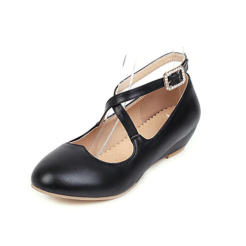 

Women's Flats Flat Heel Round Toe Buckle PU Minimalism Spring & Summer Black / White / Red