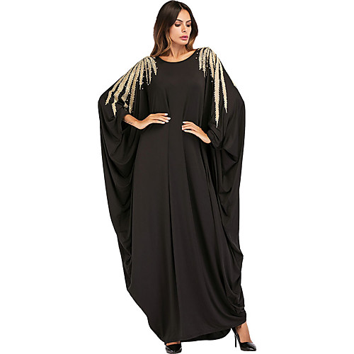 

Adults' Women's Abaya Dress For Party Beaded Cotton Pearl Embroidered Halloween Carnival Masquerade Dress