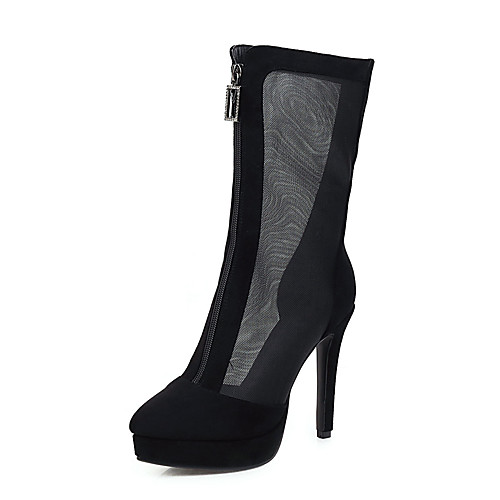 

Women's Boots Mesh Stiletto Heel Round Toe Microfiber Classic Spring & Summer Almond / Black / Party & Evening