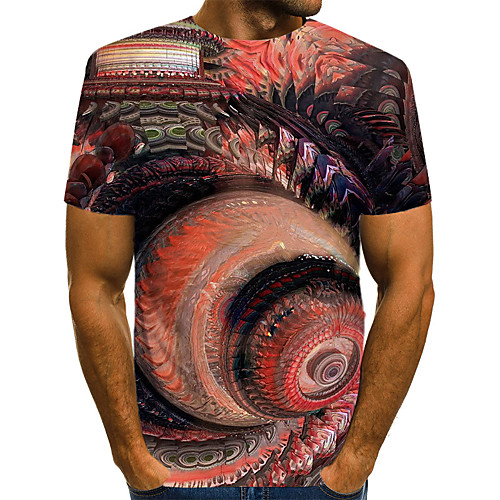 

Men's Daily Weekend T-shirt - Geometric / 3D / Abstract Print Red