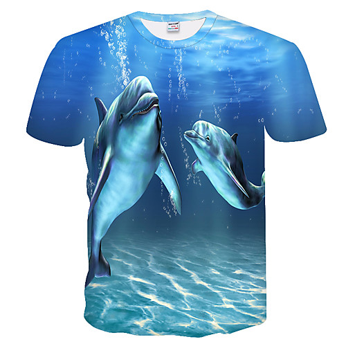 

Men's Daily Weekend Basic T-shirt - Color Block / 3D Blue