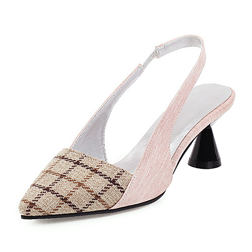 

Women's Sandals Flared Heel Pointed Toe PU Classic / Vintage Spring & Summer Black / Pink / Party & Evening / Color Block