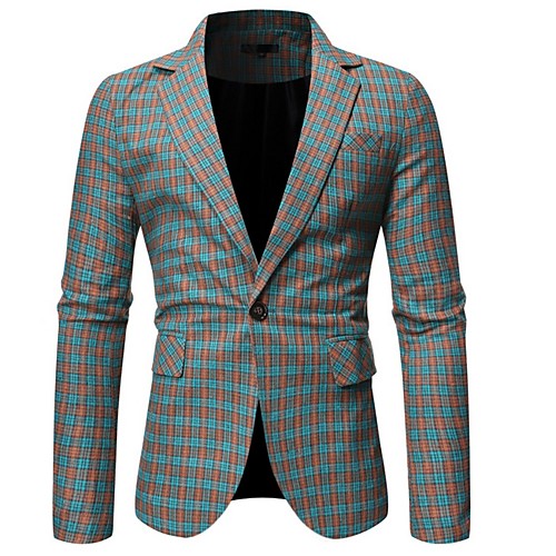 

Men's Blazer Notch Lapel Polyester Green / Gray