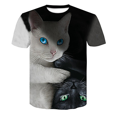 

Women's Daily Basic T-shirt - 3D / Animal Cat Dark Gray