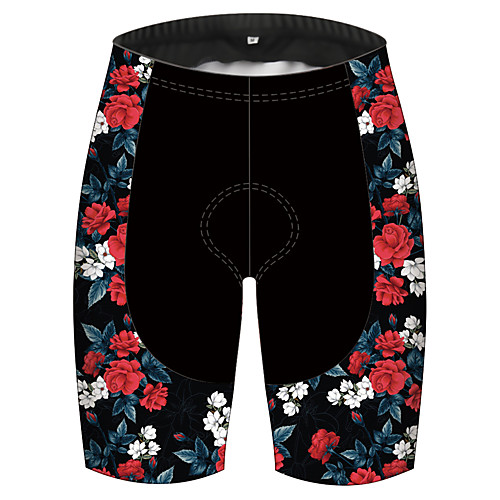 

21Grams Men's Women's Cycling Shorts Bike Pants / Trousers Padded Shorts / Chamois Bottoms Breathable 3D Pad Quick Dry Sports Floral Botanical Black / Red Mountain Bike MTB Road Bike Cycling Clothing