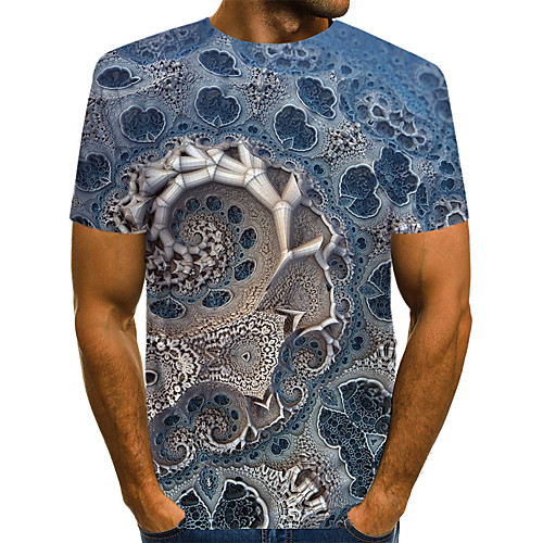 

Men's Daily Weekend T-shirt - Geometric / 3D / Abstract Print Blue