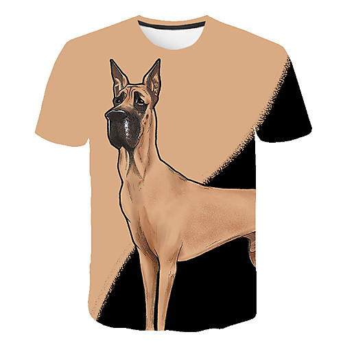 

Men's Plus Size Geometric Graphic Print T-shirt Basic Street chic Daily Going out Round Neck Light Brown / Short Sleeve