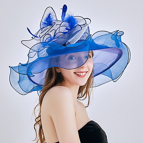 

Queen Elizabeth Audrey Hepburn Retro Vintage Kentucky Derby Hat Fascinator Hat Women's Organza Costume Hat Black / White / Orange Vintage Cosplay Party Party Evening