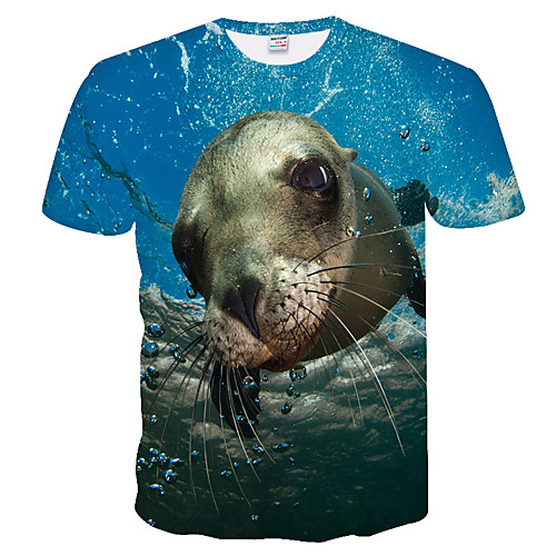 

Men's Daily Weekend Basic T-shirt - Color Block / 3D Blue