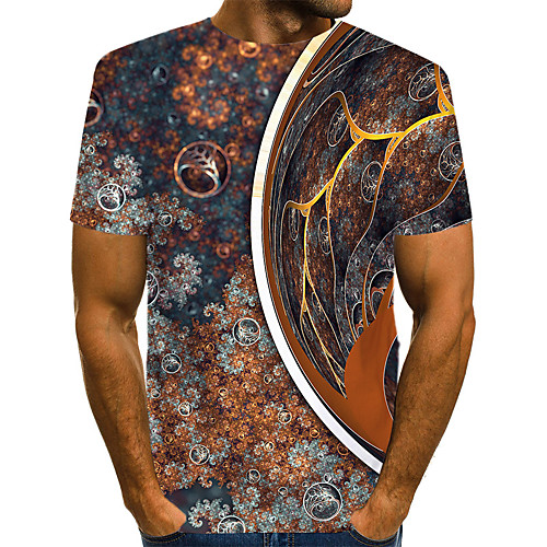 

Men's Daily Weekend T-shirt - Geometric / 3D / Abstract Print Brown