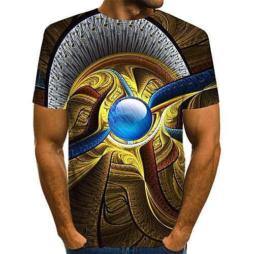 

Men's Daily Weekend T-shirt - Geometric / 3D / Abstract Print Brown