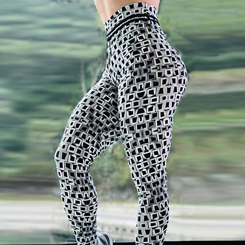 

Women's High Waist Yoga Pants Winter 3D Print Black / White Elastane Running Fitness Gym Workout Tights Leggings Sport Activewear Breathable Moisture Wicking Butt Lift Tummy Control High Elasticity