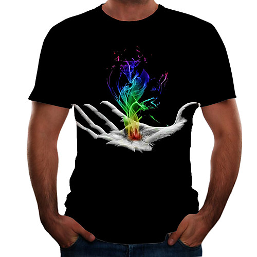 

Men's Daily Weekend Basic Plus Size T-shirt - Color Block / 3D Round Neck Black / Short Sleeve