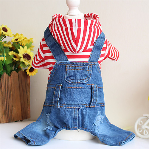 

Dog Jumpsuit Winter Dog Clothes Black Red Blue Costume Cotton Stripes Casual / Daily XS S M L XL