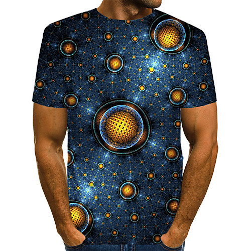 

Men's Daily Weekend T-shirt - Geometric / 3D / Abstract Print Blue