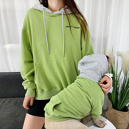 

Dog Cat Costume Hoodie Matching Outfits Dog Clothes Breathable Yellow Green Pink Costume Bulldog Bichon Frise Schnauzer Cotton Color Block Quotes & Sayings Leisure Simple Style Women M S M L XL XXL