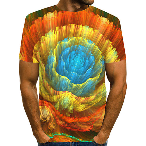 

Men's Daily Weekend T-shirt - Geometric / 3D / Abstract Print Yellow