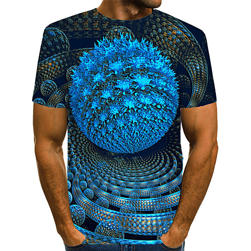 

Men's Daily Weekend T-shirt - Geometric / 3D / Abstract Print Blue