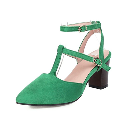 

Women's Heels Chunky Heel Pointed Toe Buckle Synthetics Spring & Summer Black / Green / Red