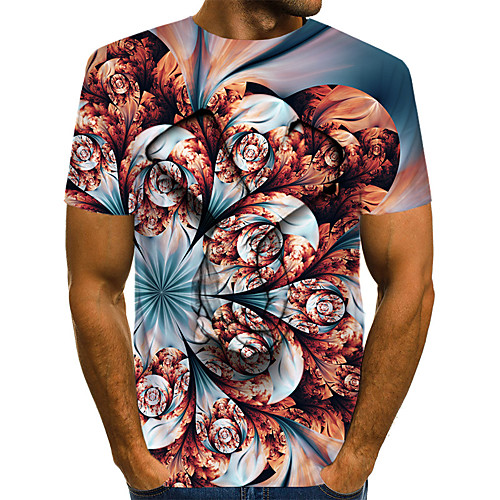 

Men's Daily Weekend T-shirt - Geometric / 3D / Abstract Print Brown