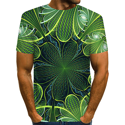 

Men's Daily Weekend T-shirt - Geometric / 3D / Abstract Print Green