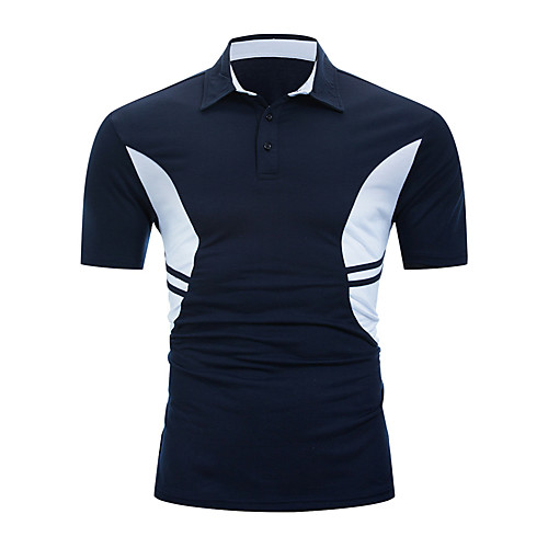 

Men's Daily Weekend Basic / Street chic Polo - Color Block Black & White Black