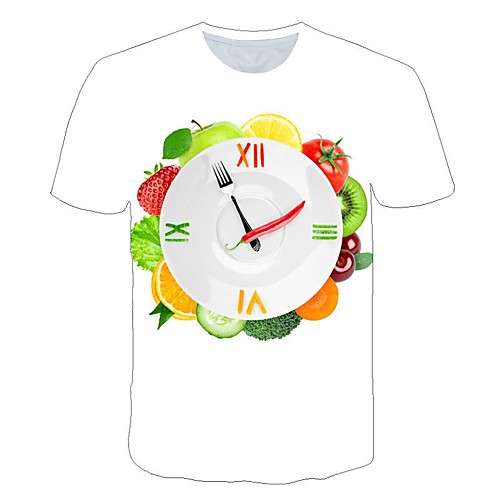 

Men's Daily Going out Basic / Street chic T-shirt - Geometric Print White