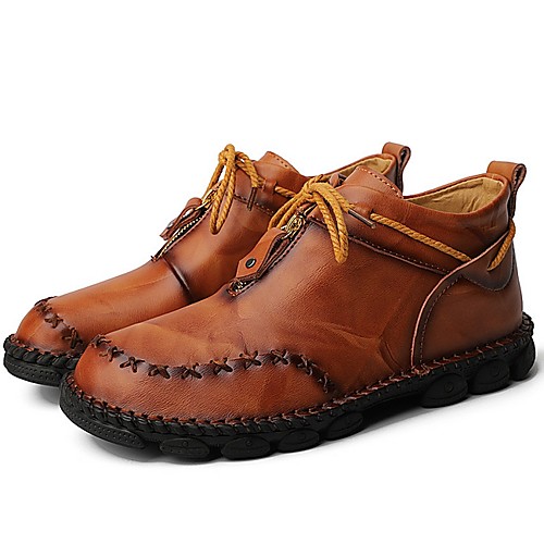 

Men's Combat Boots Leather Fall & Winter Boots Mid-Calf Boots Black / Brown