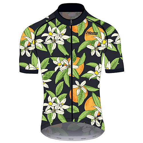 

21Grams Men's Short Sleeve Cycling Jersey Green / Black Fruit Lemon Bike Jersey Top Mountain Bike MTB Road Bike Cycling UV Resistant Breathable Quick Dry Sports Clothing Apparel / Stretchy / Race Fit