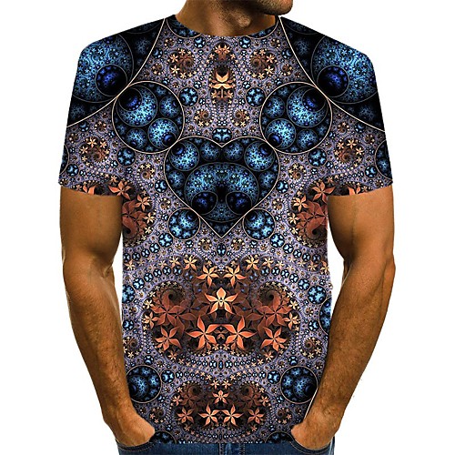 

Men's Daily Weekend T-shirt - Geometric / 3D / Abstract Print Purple