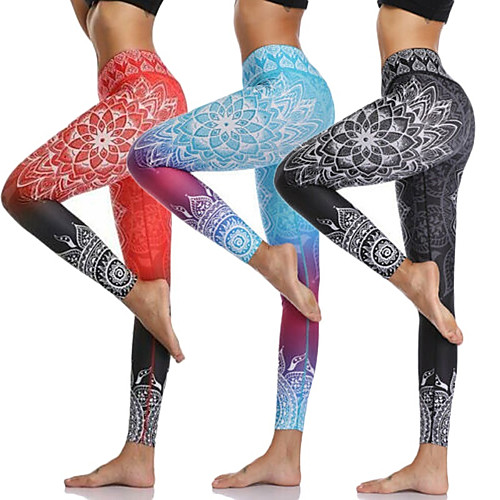 

Women's High Waist Yoga Pants 3D Print Black Orange Blue Running Fitness Gym Workout Tights Leggings Sport Activewear Breathable Moisture Wicking Butt Lift Tummy Control High Elasticity Skinny
