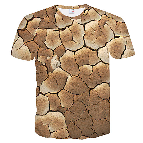 

Men's Daily Weekend Basic T-shirt - Color Block / 3D Brown