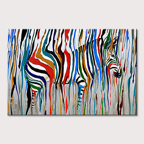 

Oil Painting Hand Painted - Animals Pop Art Modern Stretched Canvas