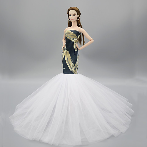 

Doll Dress Dresses Wedding Hip Scarves For Barbiedoll Jacquard Lace Lace Organza Dress For Girl's Doll Toy